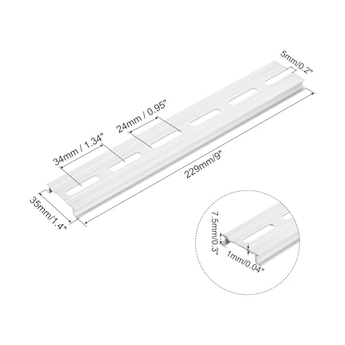 QUARKZMAN 5 Stück Aluminium Schiene, Reihenklemmen Hutschiene Metall DIN Schienenmontage für Verteilerschrank Schaltschrank Einbau (22.86cm Lang, 35mm Breit, 1.03mm Hoch)
