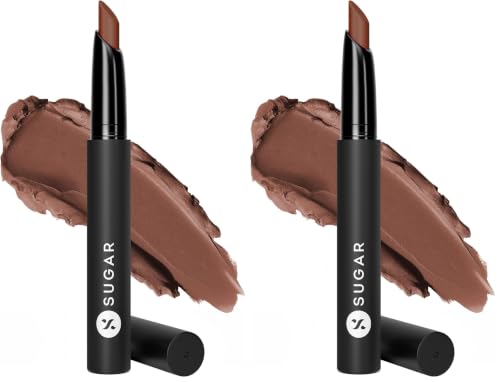 Image of SUGAR Cosmetics Matte Attack Lipstick for Women | Transferproof & Smudgeproof | Lasts upto 12hrs | Enriched With Jojoba Oil | 2gm - Caffeine Bandit (Pack of 2)