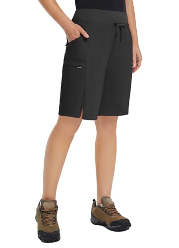 baleaf Women's Hiking Long Shorts 9"/11" Quick Dry Hiking Bermuda Cargo for Curvy Lightweight Knee Length Shorts Pockets2