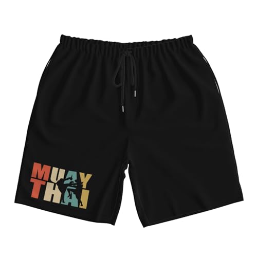Muay Thai Word with Silhouette Men's Quick-Dry Board Shorts 7