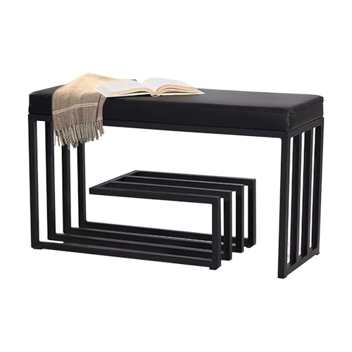 Banc à chaussures en simili PU haut de gamme et structure métal design