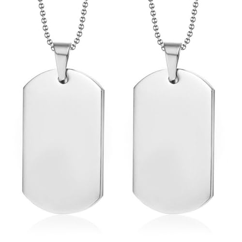 CZNBZIU CZN Personalisierte Kette Mit Gravur Edelstahl Mit Anhänger Dog Tag Erkennungsmarke In Silber - Personalisierte Halskette Für Männer Und Frauen - Personalisierter...