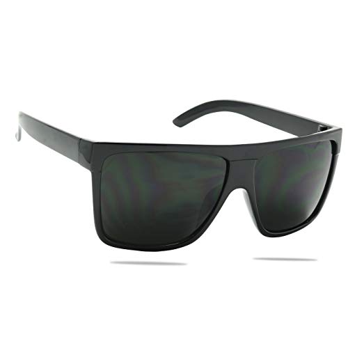 Classic Square Flat Top Oversized Super Dark Tint Lens UV400 Mens Womens Sunglasses (Style #2)