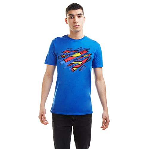 DC Comics Camiseta para Hombre con el Logotipo de Superman Torn,