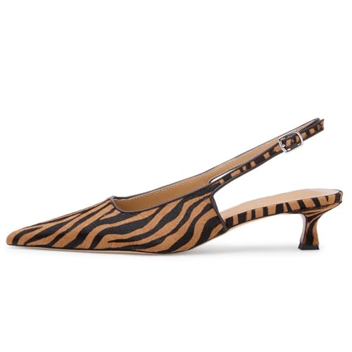 Agodor Slingback Kitten Heels for Women Pointed Toe Pumps Buckle Strap Stiletto Heeled Sandals Party Wedding Dress Pumps