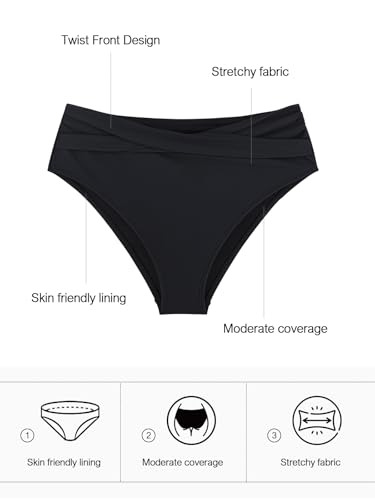 Ocean Blues Women's Twist Bikini Bottom Ruched Bathing Suit Bottom Mid Rise Swim Bottom2