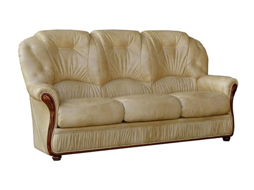 Mobile consegnato montato. Vente-unique Divano a 3 posti, 100% pelle di bufalo, colore: beige