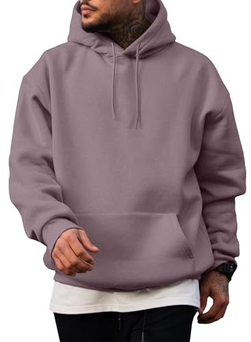 Image of JMIERR Mens Fleece Lined Hoodie Pullover Drawstring Pocket Winter Warm | Cozy fleece-lined pullover, adjustable drawstring hood, kangaroo pocket, regular fit, machine wash