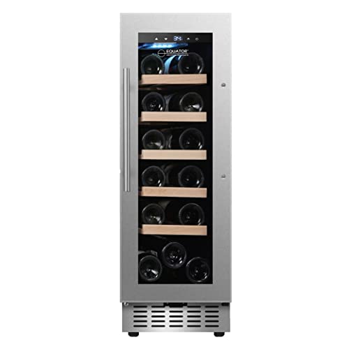 Equator 18 Bottle Wine Refrigerator, Single-Zone, Freestanding/Built-in, Anti-UV Glass Door, Temp Range 41°F-71.6°F, Touchpad Controls, Auto Defrost, 110V (SS)