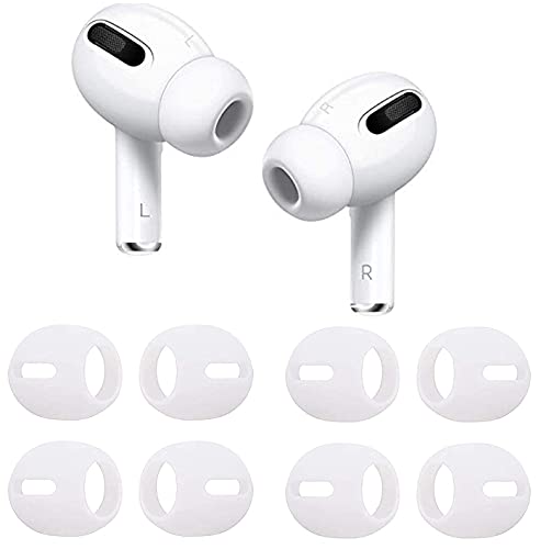BLLQ Fit in Case AirPod Pro Eartips Covers Anti-Slip Earuds Cover Silicone Compatible with AirPods Pro【 Fit in The Charging Case 】 4 Pairs White w