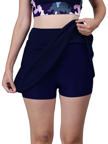 Image of Women Swim Skirts Swimsuit High Waist Swimming Skorts with Shorts Bikini Bottoms Bathing Suit Bottoms