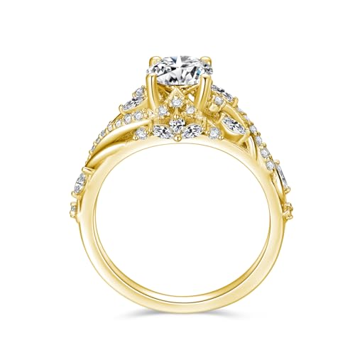 1.3 Carat (ctw) Round-Cut Moissanite Engagement Rings for Women, Customizable Sterling Silver, 10k gold, 14k gold, 18k gold3