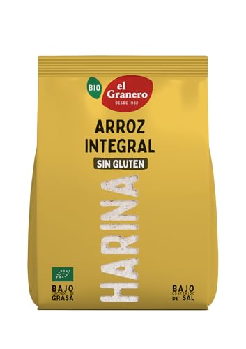 El Granero Integral - Harina Ecológica de Arroz Integral- 500 g - Ayuda a Mejorar el Tránsito Intestinal - Indicada para Elaborar Galletas o Pan