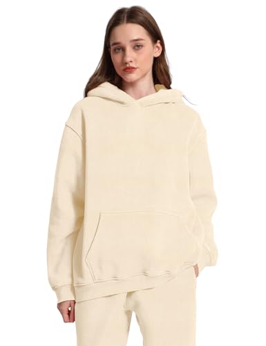 Image of FAIABLE Womens Oversized Acid Wash Hoodie Unisex Heavyweight Cotton Hoodies Fleece Vintage Washed Sweatshirt Women Men