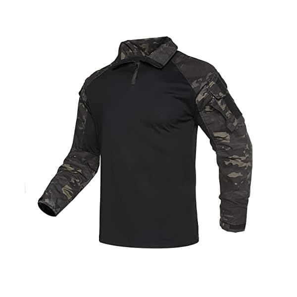 INNWEK Men's G3 Multicam Tactical Shirt Military Camo Outdoor Airsoft Combat Hunting Shirt with Pockets, Multicam-black, Large