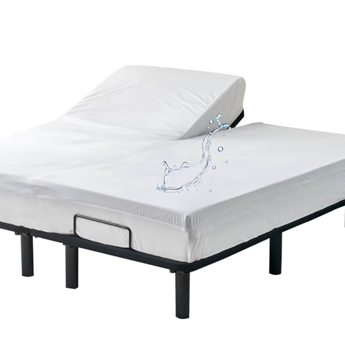 Image of Waterproof 32-34 inch Split Top Queen Mattress Protector for Adjustable Bed Soft Jersey Fitted Matress Cover