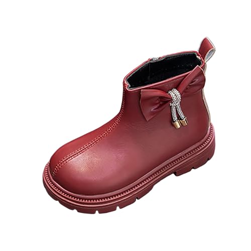 IWIHMIV Girls Ankle Boots Fashion Short Dress Booties Thick Bottom Round Toe Ankle Boots with Zipper for Toddler