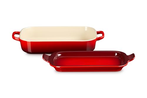 Image of Le Creuset Stoneware Rectangular Dish with Platter Lid, 3 qt., Cerise