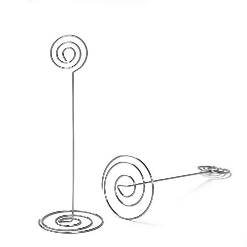 Place Card Holders - 10pcs 8.6" Tall Table Card Holders Table Number Holders Table Picture Stand Wire Photo Holder for Place Cards Wedding Party Office Desk Name Memo Menu Clips (Silver)