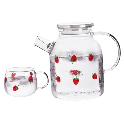 ABOOFAN 1 Juego Jarra De Jugo De Leche Vasos Para Beber Jarra De Té Helado Jarra De Leche Botellas De Agua Tapas De Botellas De Leche Matraces Matraz Vino Vidrio + Acero Inoxidable