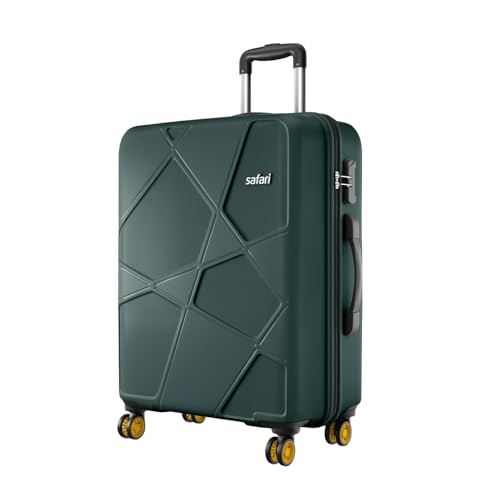 Image of Safari Pentagon Pro Check-in Trolley Bag, Hard Case Polypropylene, 360º Wheeling Luggage with 8 Wheels Spinner for Men & Women, Travel Bag, Suitcase for Travel, Dusk Green, Large Size, 75 Cm
