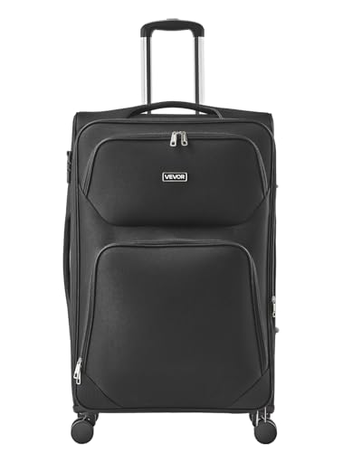 VEVOR Valigia da Viaggio a Mano Morbida Espandibile Ruote Girevoli 505 x 340 x 820 mm, Valigia in Tessuto Bagaglio a Mano con Tasca Cerniera Lucchetto TSA, Bagaglio Nero