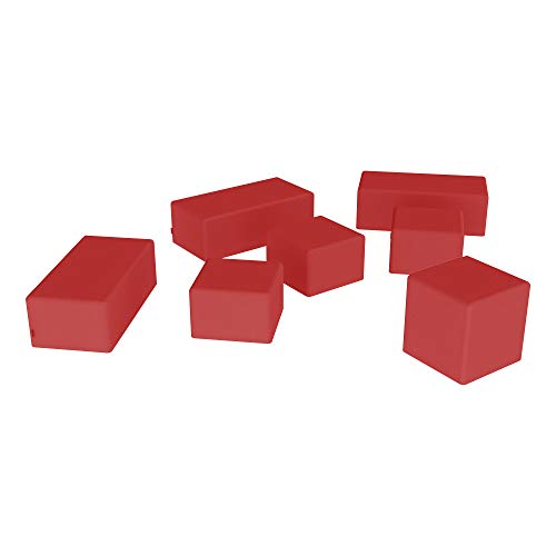Image of Sprogs 12 inch H Structured Rectangle Stool -Flexible Modular Collaborative Soft Seating for Office, Home, Lounge and School Classrooms with Durable Frame & Set of 6 inch Legs Add-on -Red