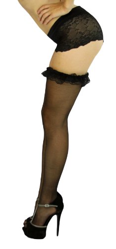Image of ToBeInStyle Women's Sheer Banded Thigh High Socking w /Opaque Band
