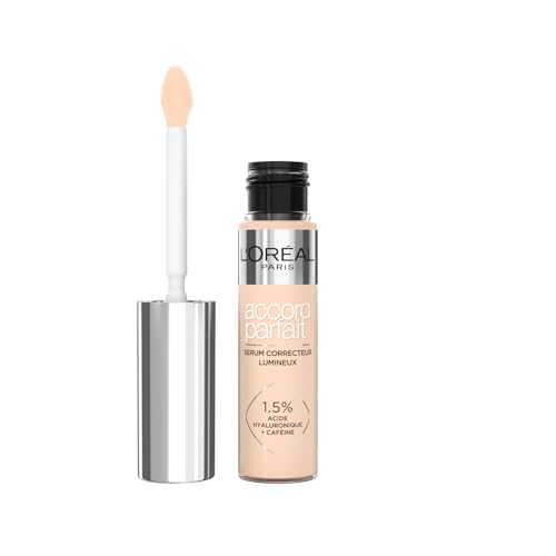 L'Oréal Paris Correttore in Siero Liquido, Formula con Acido Ialuronico e Caffeina, Idratazione 24H, Finish Luminoso, Accord Parfait, Tonalità : 3R Rosa, 11 ml