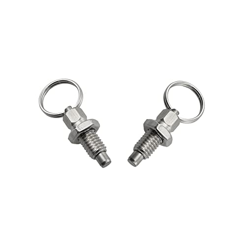 heyous 2pcs Spring Plunger with Pull Ring, M8 Non-Locking Stubby Hand-Retractable Index Plunger