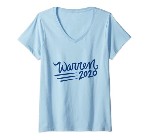 Womens Warren 2020 blue political vote V-Neck T-Shirt