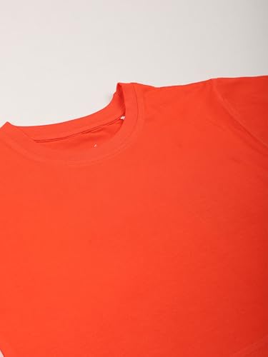Image of KiddoPanti Girls 100% Cotton Solid Drop Shoulder Half Sleeve Round Neck Crop Tee