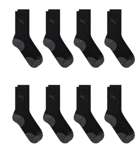 Puma Drycell Men's Crew Socks, 8 Pairs, Black, Fits Shoe Sizes 6-123