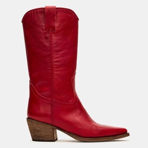Yishaweiqi Cowboy Boots for Women Wide Calf Pull On Cowgirl Boots Chunky Heel Snip Toe Mid Calf Western Boots2