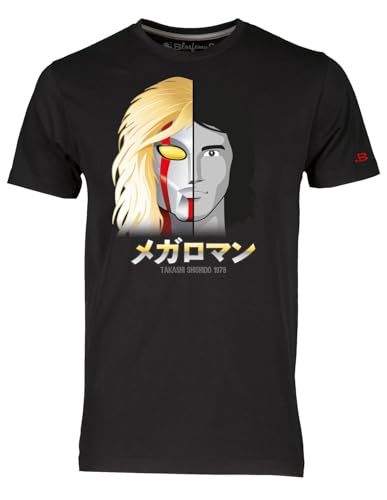 Blasfemus T-Shirt Uomo Megaloman - Maglietta Telefilm Giapponesi Anni 80 (XL, Nero)