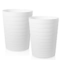 UUJOLY Small Bathroom Trash Can Wastebasket, Plastic Garbage Bin Container Basket for Bathrooms, Laundry Room, Kitchens, Offices, Kids Rooms, Dorms, White, 1.8 Gallon/2 Pack