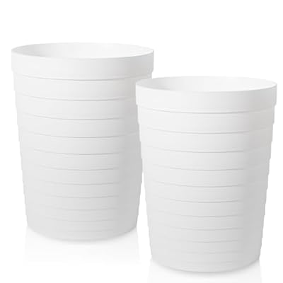 UUJOLY Small Bathroom Trash Can Wastebasket, Plastic Garbage Bin Container Basket for Bathrooms, Laundry Room, Kitchens, Offices, Kids Rooms, Dorms, White, 1.8 Gallon/2 Pack