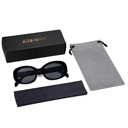 Image of Allarallvr Retro Oval Polarized Sunglasses for Women and Men Vintage Designer Style Gafas De Sol Para Mujer AR82023 Black
