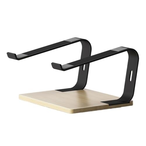 Soporte ergonómico para portátil con elevador de aluminio y base de madera para uso en escritorio