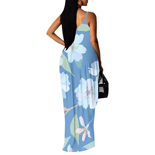 Image of SUZONANA Women Plus Size Summer Maxi Dress Spaghetti Strap Loose Sundress