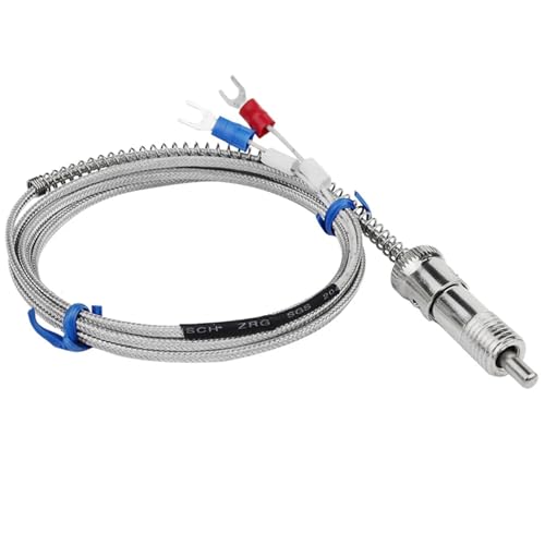 Sensor de temperatura PT100 M12 tipo resorte con cable blindado de 5m 1