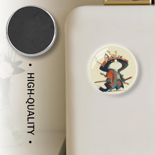 Imán decorativo de vidrio redondo con diseño de gato miniatura 4