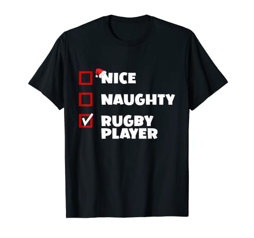 Divertido Navidad Naughty Rugby Jugador de Navidad Broma Camiseta