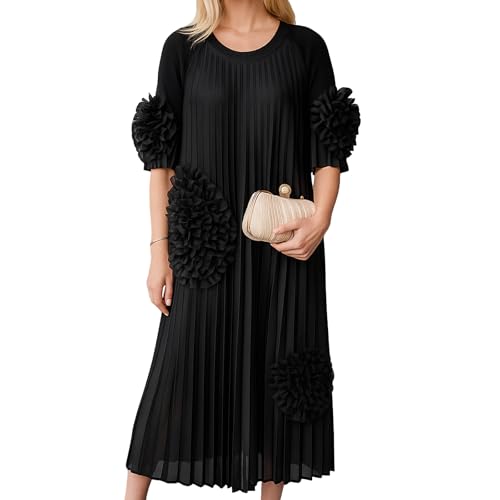 Plus Size Dress for Women Round Neck Short Sleeve One Size Elegantly Casual Dresses