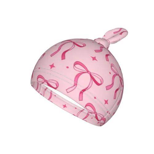 Image of Lcokin Pink Bow Baby Stuff Swaddle Blanket Hat Set, Newborn Receiving Blanket Shower Gift for Boys Girls