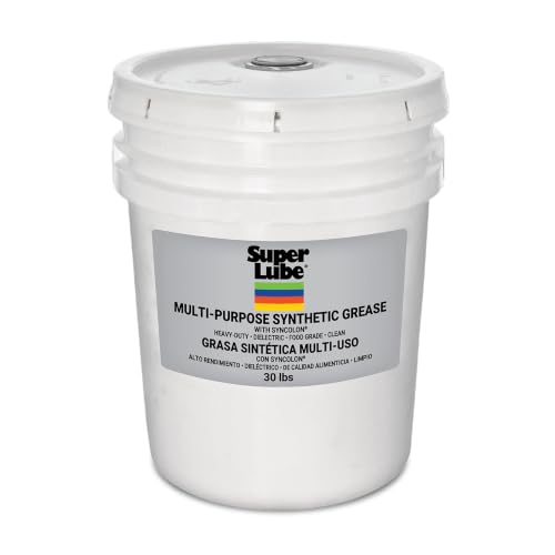 Super Lube Multi-Purpose Synthetic Grease w/Syncolon - Water Resistant Grease - Food Grade - Long-Lasting Electric or Mechanical Lubricant - Translucent White - Pail - 30 lb (41030)