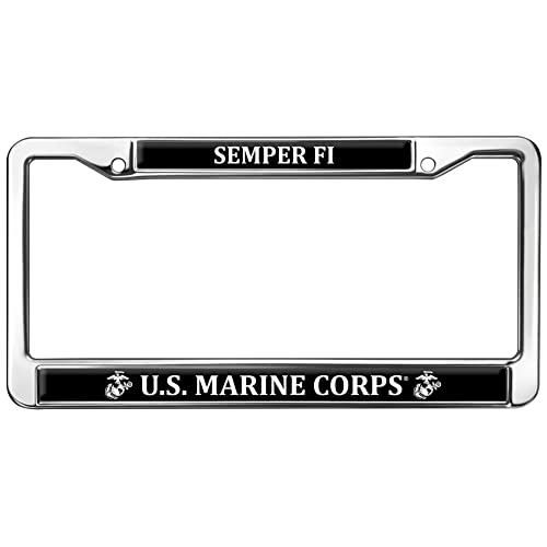 GRAPHICS & MORE Marine Corps USMC Semper Fi Black White Logo Officially Licensed Full Size Standard License Plate Metal Frame
