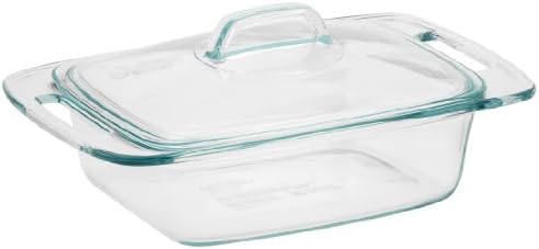 PyrexEasy Grab 2-Qt Glass Casserole Dish with Lid, Tempered Glass Baking Dish with Large Handles, Dishwashwer, Microwave, Freezer and Pre-Heated Oven Safe