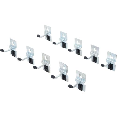 Jeu de crochets simples D-Work 10 pcs 40 mm pour systeme mural en acier