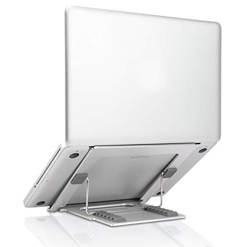 Adjustable Laptop Stand, Portable Computer Holder, Foldable Ventilated Cooling Ergonomic Riser Aluminum Alloy, Compatible with Most Laptops & Tablet Up to 15.6''  Silver